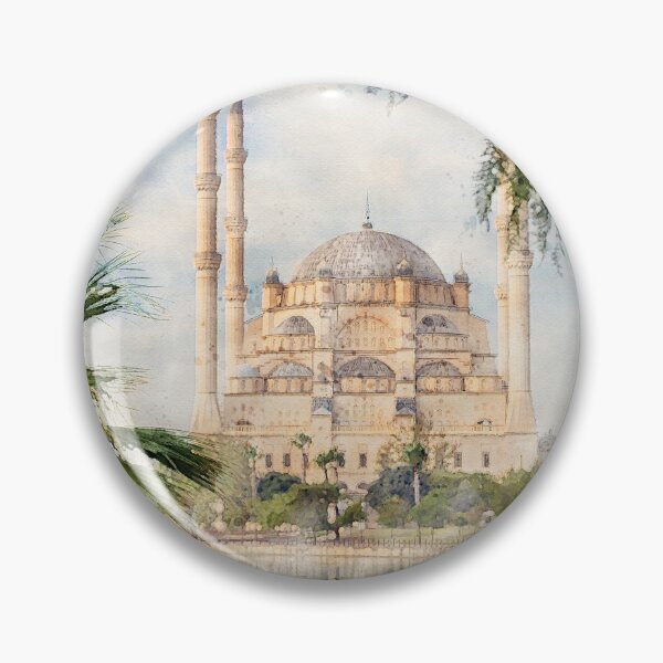 Item preview, Sabanci Central Mosque in Adana, Turkey watercolor illustration designed and sold by mitzobs.