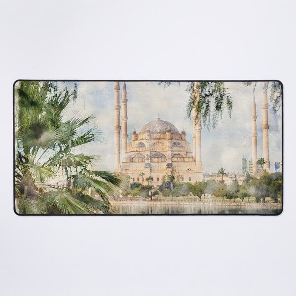 Item preview, Sabanci Central Mosque in Adana, Turkey watercolor illustration designed and sold by mitzobs.