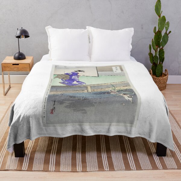 Item preview, Traditional Japanese Scene, Geisha and Cat Ukiyo-e Style designed and sold by FrostMintStudio.