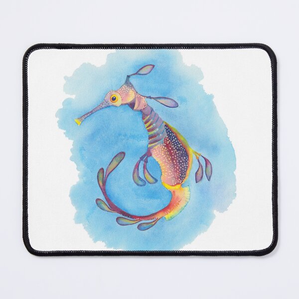 Item preview, Weedy seadragon against blue background - watercolour designed and sold by Zoya Makarova.