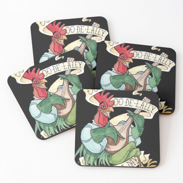 Item preview, Alan-A-Dale Rooster  OO-De-Lally Golly What A Day Tattoo Watercolor Painting Robin Hood Sticker designed and sold by MartinPlum.