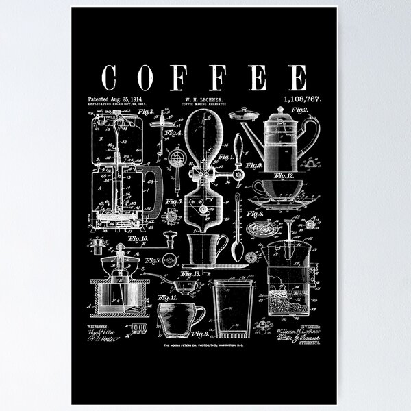 Artikel-Vorschau von Kaffeetrinker Liebhaber Koffeinsüchtiger Vintage Patentdruck, designt und verkauft von GrandeDuc.