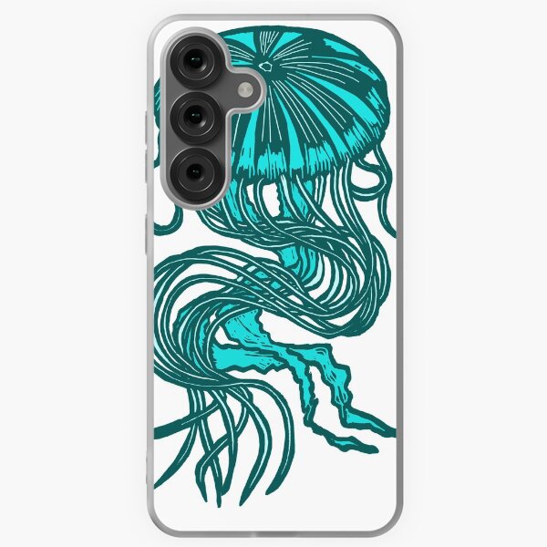 Turquoise Jellyfish with trailing tentacles Samsung Galaxy Soft Case