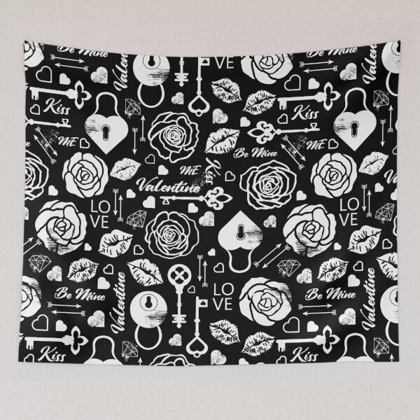 Item preview, Kitsch Valentine | black and white | love pattern designed and sold by RenattaZare.