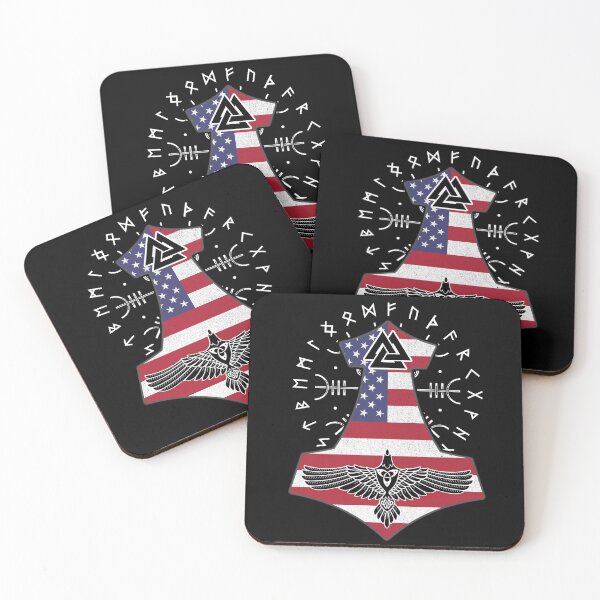 Item preview, Viking American Flag Viking Thor Runes American Vikings designed and sold by Bommer20.