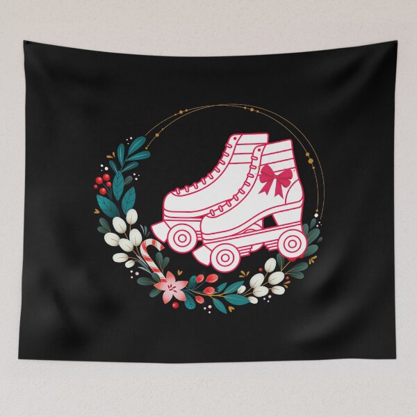 Item preview, Christmas Roller Skate Wreath with bow designed and sold by SkateGalaxy.