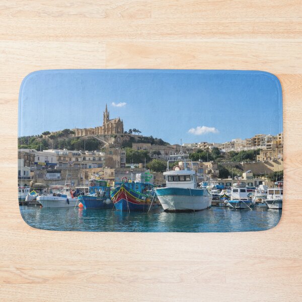 Item preview, Cheerful Maltese - Traditional Fishing Boats at Gozos Mgarr Harbour designed and sold by Georgia Mizuleva.
