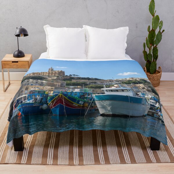Item preview, Cheerful Maltese - Traditional Fishing Boats at Gozos Mgarr Harbour designed and sold by Georgia Mizuleva.