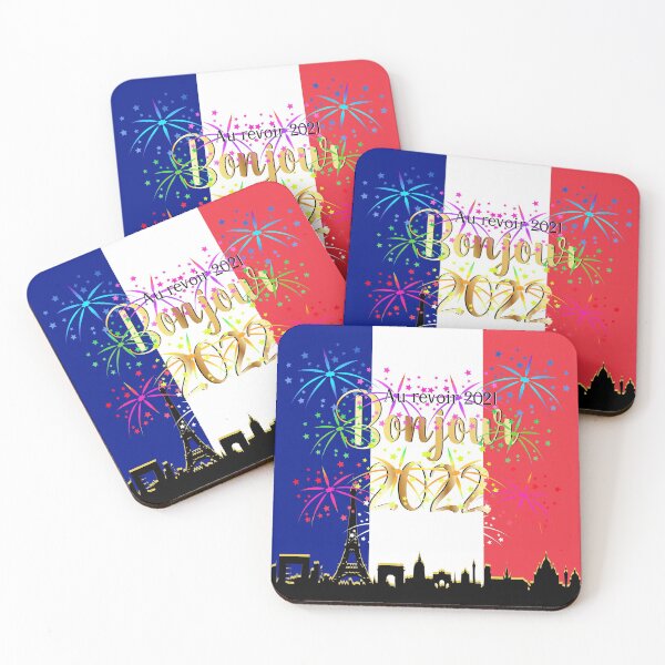 Item preview, Au revoir 2021 Bonjour 2022 Goodbye 2021 Hello 2022 French Flag Paris Skyline. designed and sold by BleuSky.