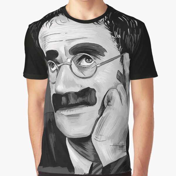 Vista previa del artículo con la obra «Ilustración de retrato de Groucho Marx por Burro», diseñado y vendido por burrotees.