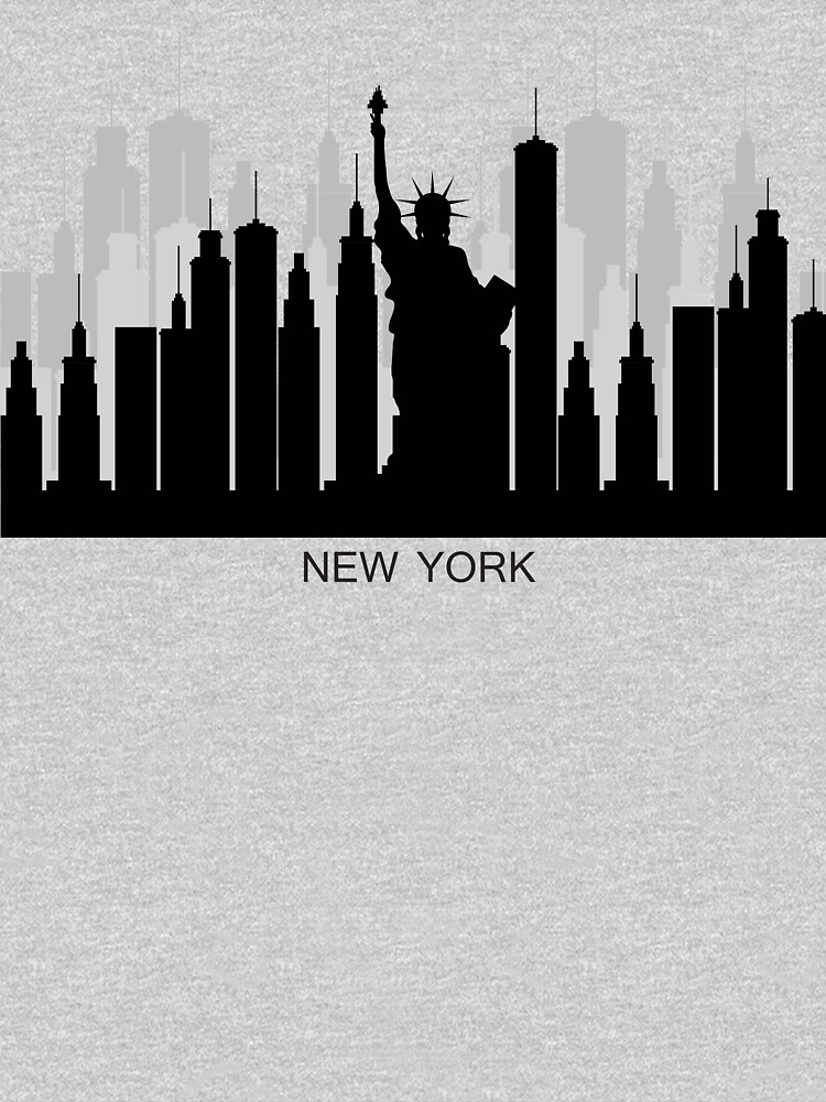 New York City Skyline and Text Black and White Illustration T-Shirt