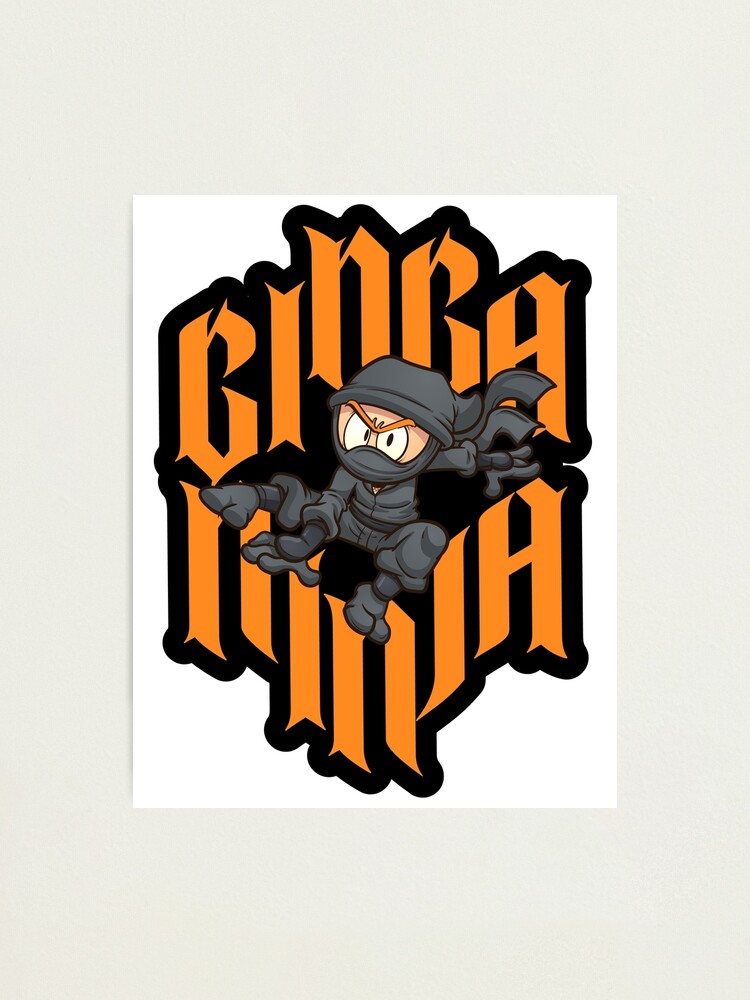 Lámina fotográfica «Ginga Ninja Black Outline Ninja de dibujos