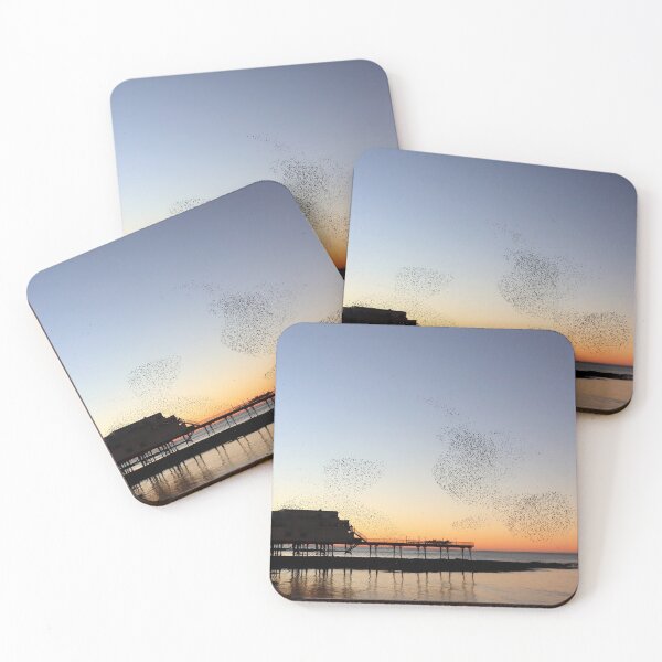 Item preview, Murmurations above Aberystwyth pier designed and sold by GreyFeatherPhot.