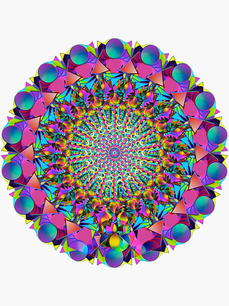 Thumbnail 3 of 3, Sticker, Fractal Mandala 8 designed and sold by Warren Paul Harris.