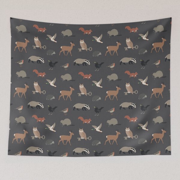 Item preview, Forest animals seamless pattern on grey background designed and sold by Darina Gulbina.