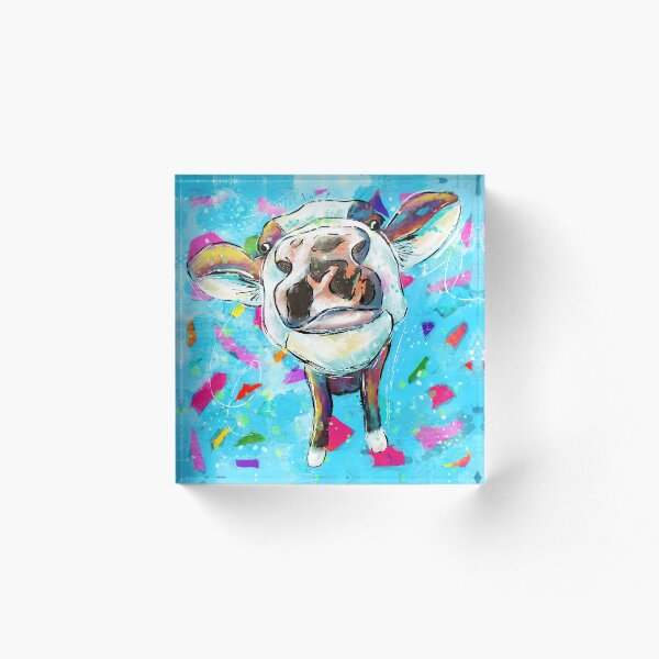 Item preview, Bright fun cow acrylic painting designed and sold by CharlieCreates.