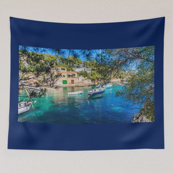 Item preview, Cala Figuera framed by trees, Mallorca, Spain designed and sold by Lyl Dil Creations.