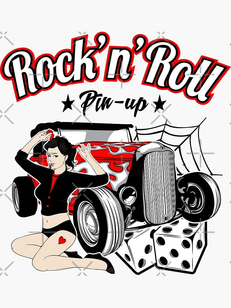 Rockabilly Style Pinup Girl Vintage Classic Hot Rod Rock and Roll Music |  Postcard