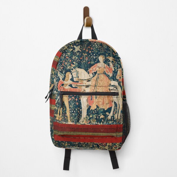 Item preview, HAWKING PARTY ON HORSES  AMONG FLOWERS Pink Blue Green Floral designed and sold by BulganLumini.