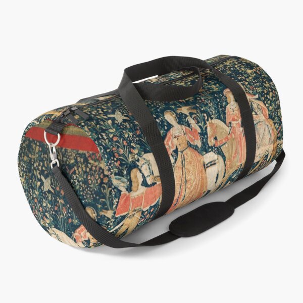 Item preview, HAWKING PARTY ON HORSES  AMONG FLOWERS Pink Blue Green Floral designed and sold by BulganLumini.