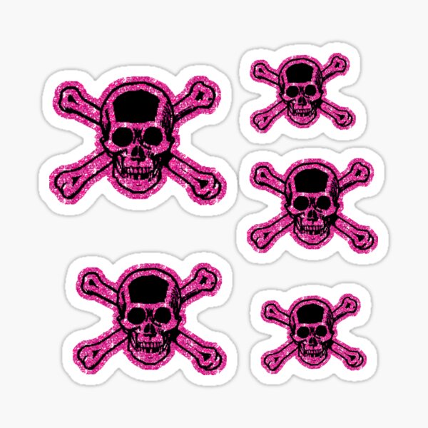 Goth hot pink skulls Sticker