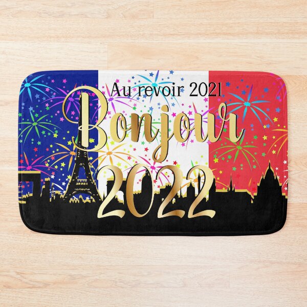 Item preview, Au revoir 2021 Bonjour 2022 Goodbye 2021 Hello 2022 French Flag Paris Skyline. designed and sold by BleuSky.