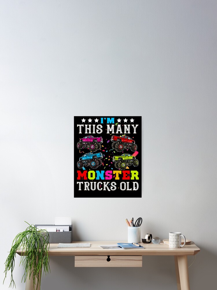 Kids I'm This Many Monster Trucks Old 4th Birthday Shirt Boy Gift Kids I'm This Many Monster Trucks Old 4th Birthday Shirt Boy Gift