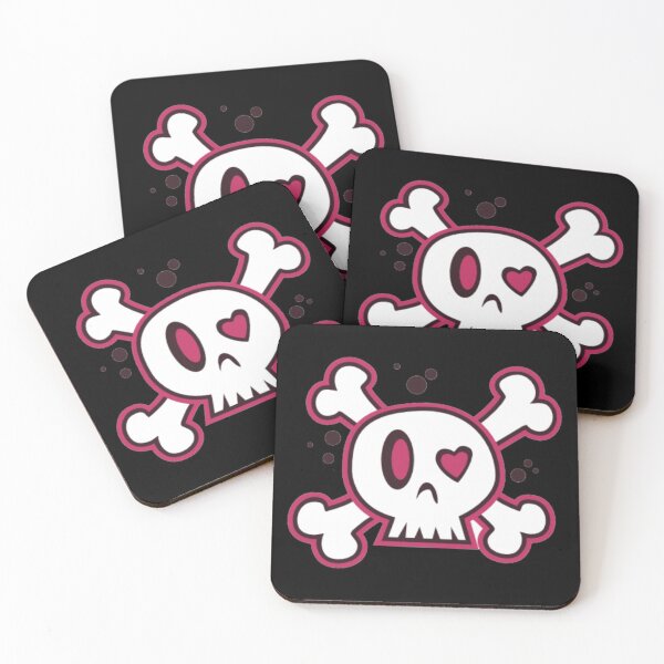 Item preview, Goth hot pink and white red skulls heart eye  designed and sold by Eternallykawaii.