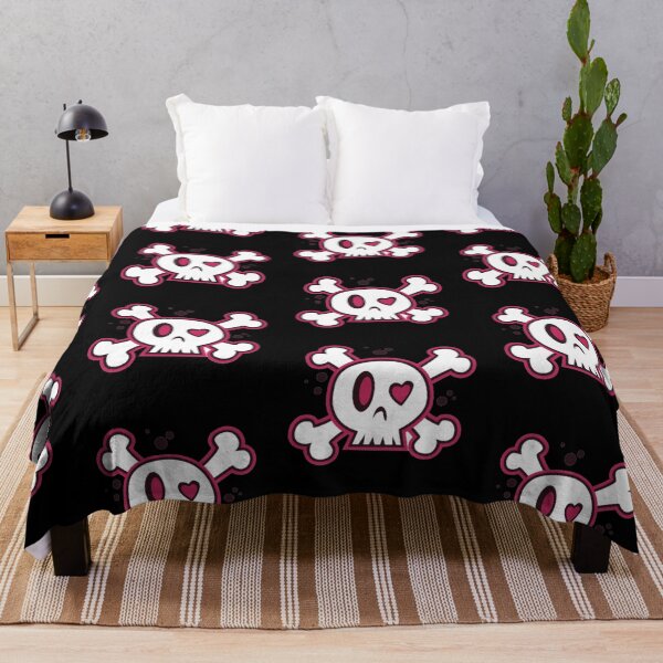Item preview, Goth hot pink and white red skulls heart eye designed and sold by Eternallykawaii.