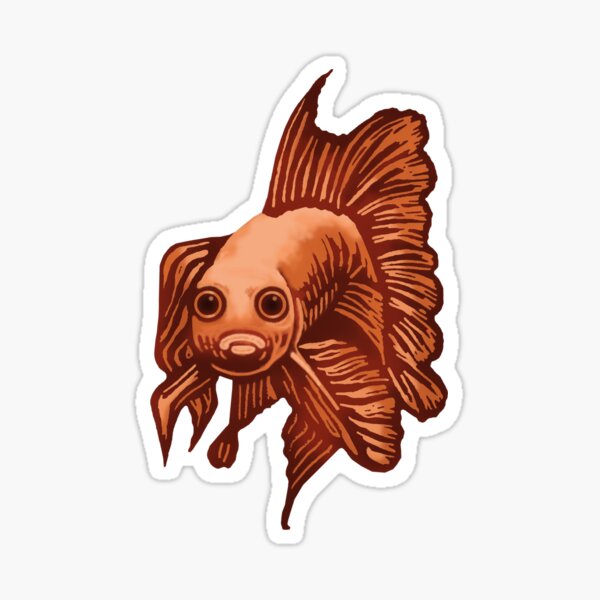 Strange fish - golden siamese fighting fish Sticker