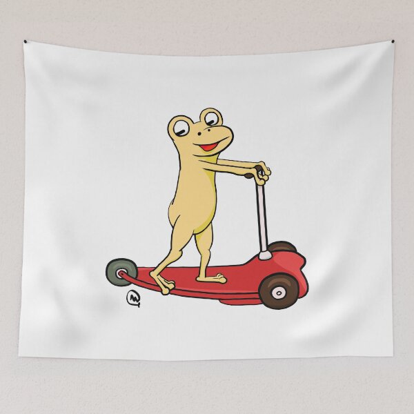 Item preview, Funny Frog On Scooter - Funny Animal Cartoons designed and sold by ViewerEqualsPhoton.