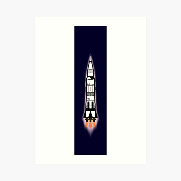 "Hand Drawn Saturn V Rocket Replica" Art Print for Sale by