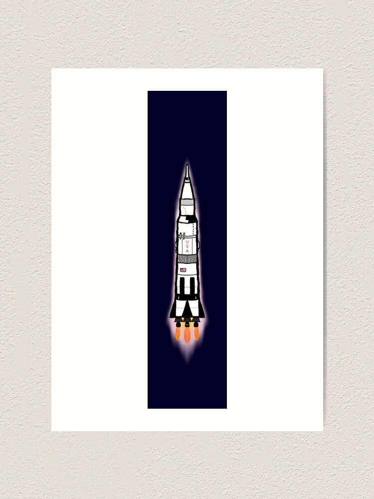 "Hand Drawn Saturn V Rocket Replica" Art Print for Sale by