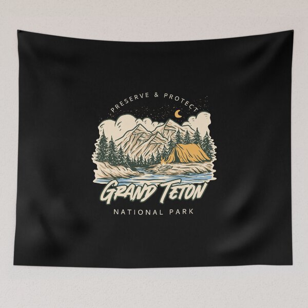 Item preview, Grand Teton Wyoming National Park - Sepia Tone Illustration designed and sold by Rad-State.