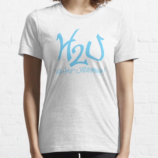 H2U Logo: “Hip-Hop Unstoppable” (Graffiti tag, Light Blue). Essential T-Shirt