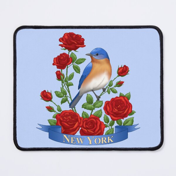 Item preview, New York State Bird & Flower Bluebird & Roses designed and sold by csforest.