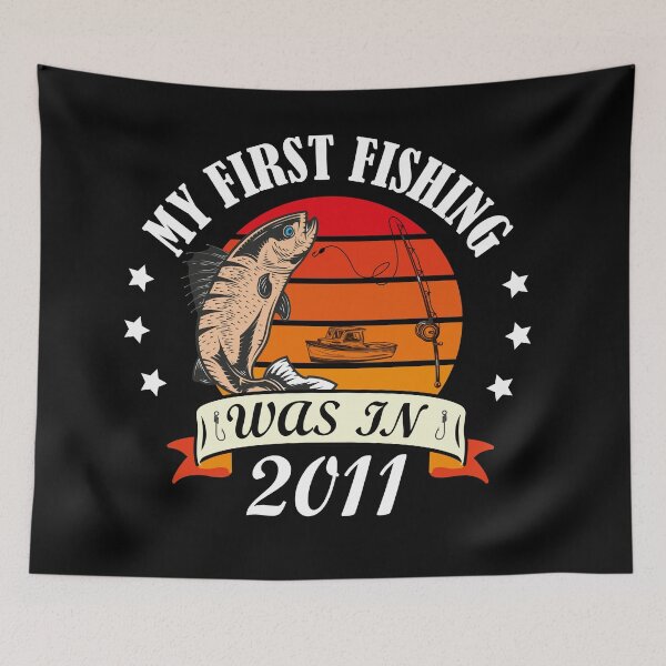 Item preview, My first fishing - sunset catching first fish 2011  a gift for fishing lovers designed and sold by ZarevioDesign.