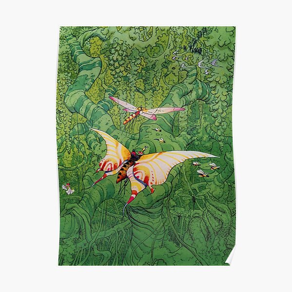 moebius, papillon, libellule, jungle, vert, forêt, paysage Poster