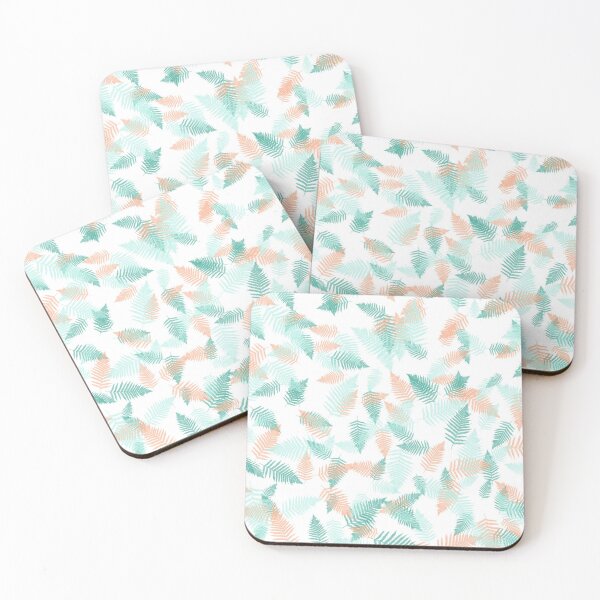 Item preview, Digital leaf pattern in green, mint and coral designed and sold by PuzbieArts.