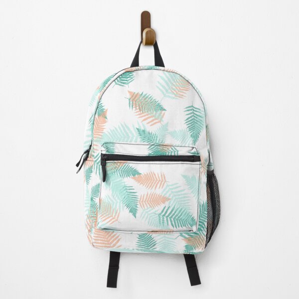 Item preview, Digital leaf pattern in green, mint and coral designed and sold by PuzbieArts.