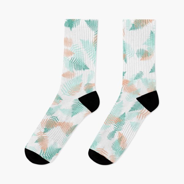 Item preview, Digital leaf pattern in green, mint and coral designed and sold by PuzbieArts.