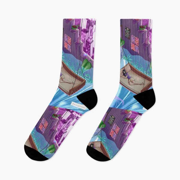 Item preview, Girl resting in swinging bed in front of a jellyfish designed and sold by croscreates.