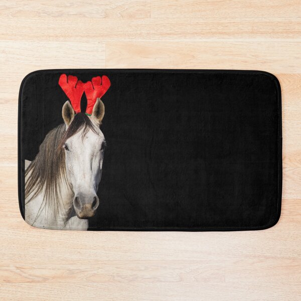 Item preview, Christmas Lusitano horse, black background, cute and funny, red hat.  designed and sold by AylaHarbich.