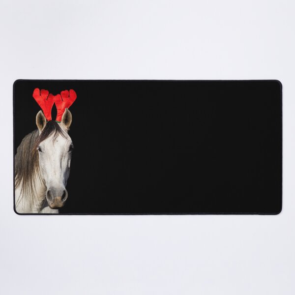 Item preview, Christmas Lusitano horse, black background, cute and funny, red hat. designed and sold by AylaHarbich.