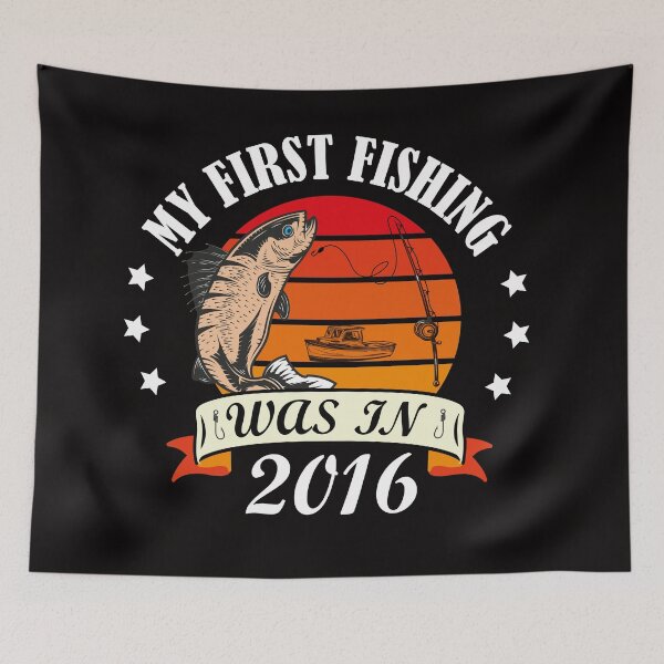Item preview,  My first fishing - sunset catching first fish 2016  a gift for fishing lovers designed and sold by ZarevioDesign.