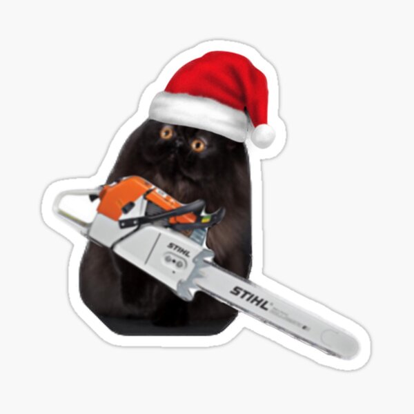 Holiday big saw cat Sticker
