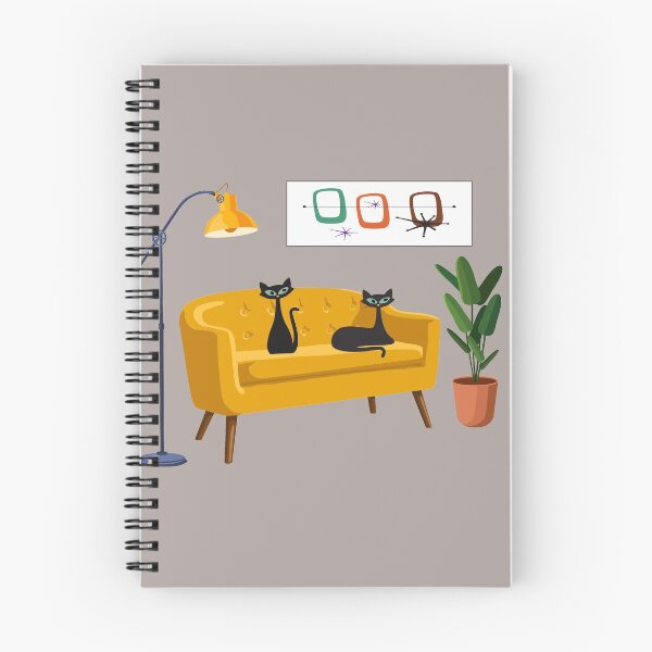 Item preview, Mid Century Cats on Yellow Retro Sofa designed and sold by LisWilliams.