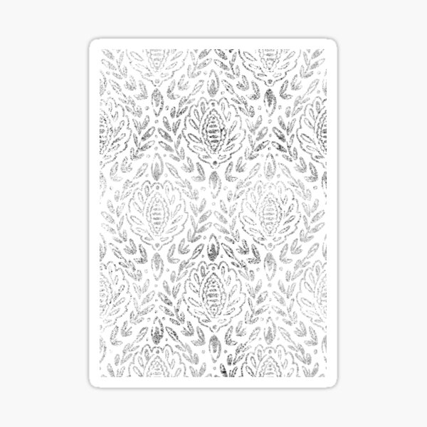 Distressed Grey Damask Leaves Sticker