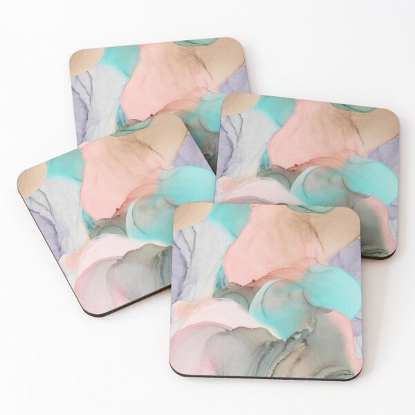Item preview, Flowing ink seamless patterns from delicate turquoise to beige designed and sold by ANAKOTO.