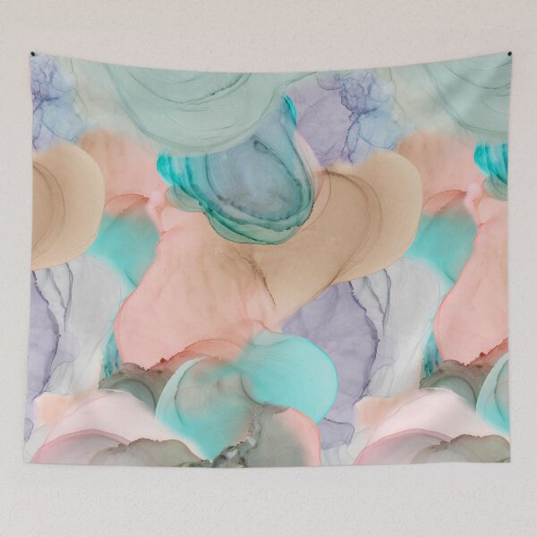 Item preview, Flowing ink seamless patterns from delicate turquoise to beige designed and sold by ANAKOTO.